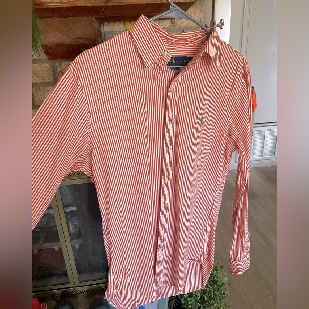 Orange pin stripe Ralph Lauren Button up dress shirt